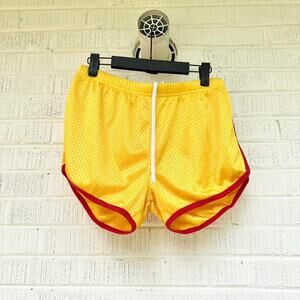 Vintage Y2K Impact Yellow Red Trim Mesh Shorts